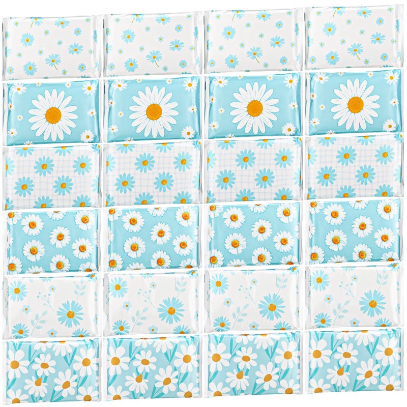 24 Packs Travel Size Tissue Pocket Slim Pack Facial 3 Ply Wallet Size Pocket Tissues for Travel Wedding Party Favors 6 StylesDaisy